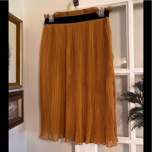 Skies are Blue Pleated Golden Mustard Amber Skirt w/ Velvet Trim from Dillard’s